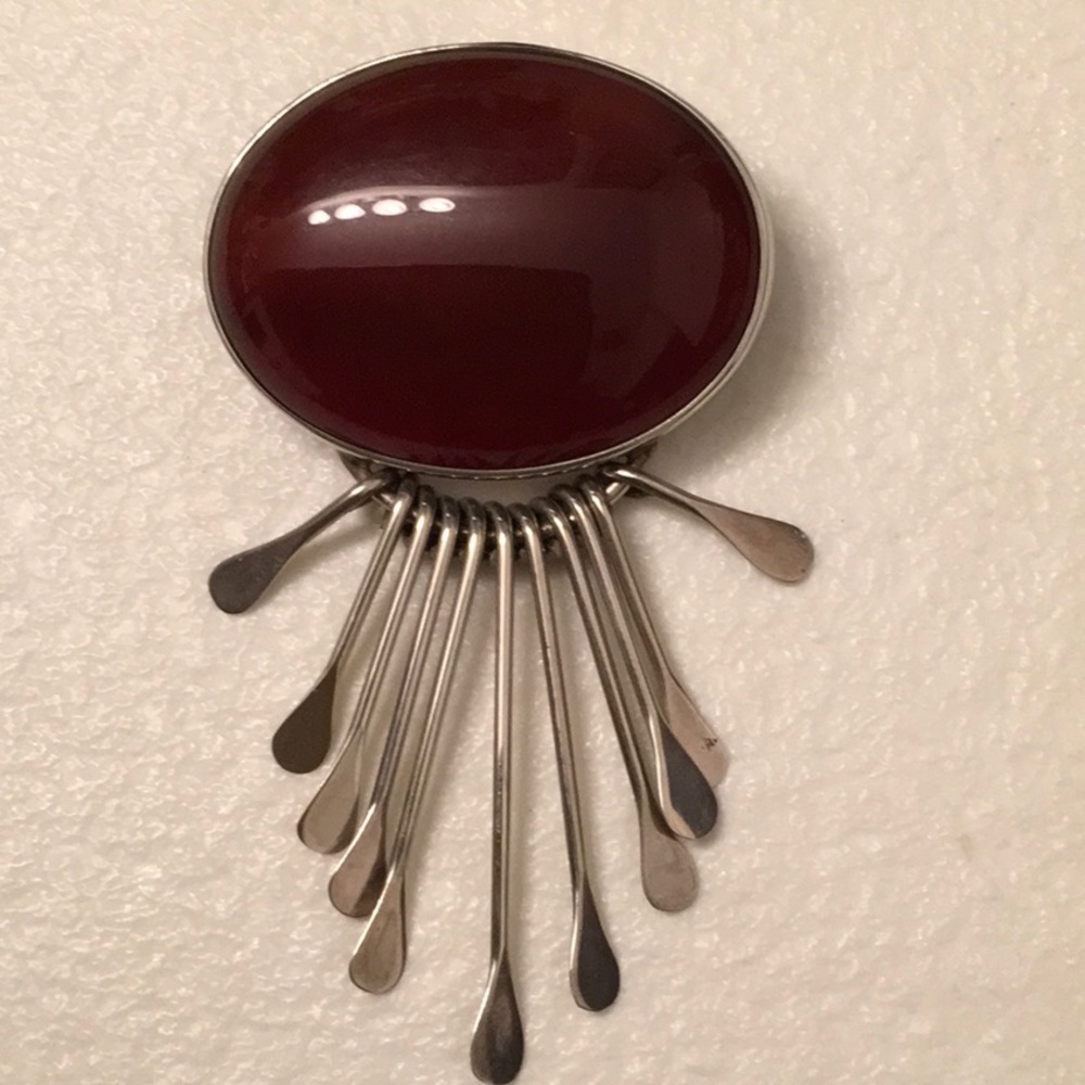 EXTRA LARGE CARNELIAN PENDANT/PIN STERLING